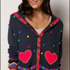 Colorful Heart Patterned Women's Sweater